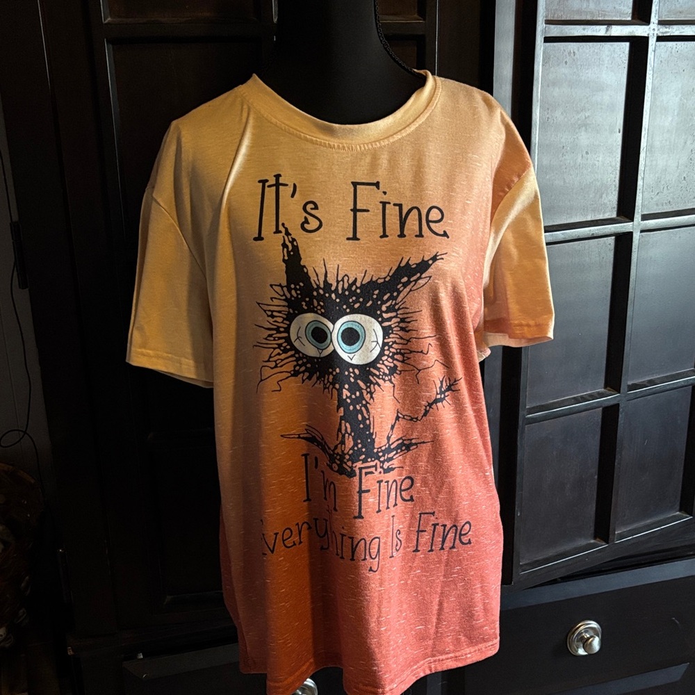 Womens Gradient Orange and Cream Graphic T-Shirt
